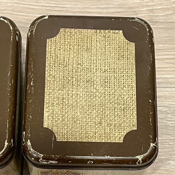 Vintage Tin Canisters Chein Co Brown Retro Kitchen TEA & COFFEE CANISTERS - Picture 4 of 9